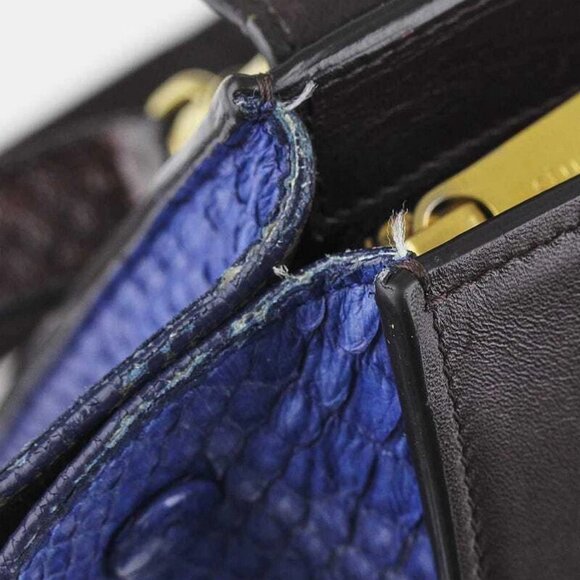 Celine Brown/Blue Python and Calfskin Leather Small Trapeze Bag - Picture 12 of 12